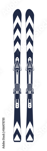 Winter mountain skis isolated vector icon. Outdoor activity, nature traveling, skiing equipment element.