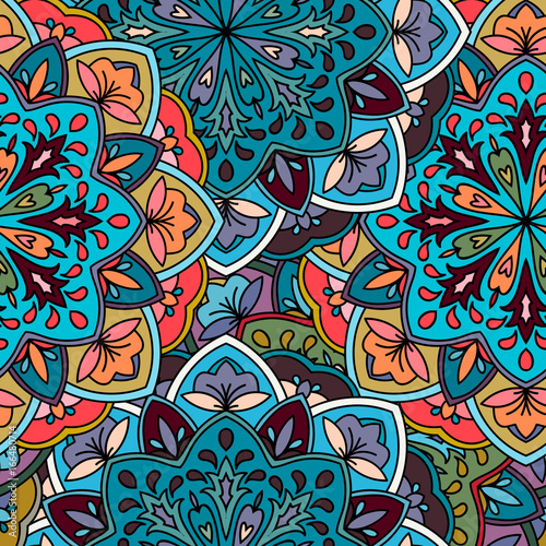Fototapet Seamless ethnic pattern with floral motives