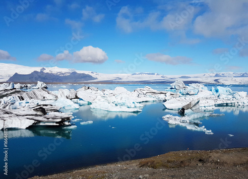 View of icebergs in glacier lagoon, Iceland 