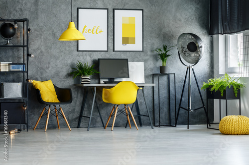 Modern yellow and grey apartment