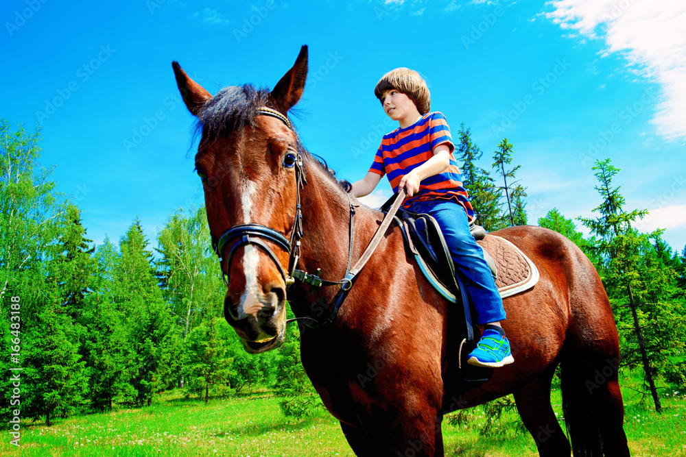 kid is riding a horse kid is riding a horse
