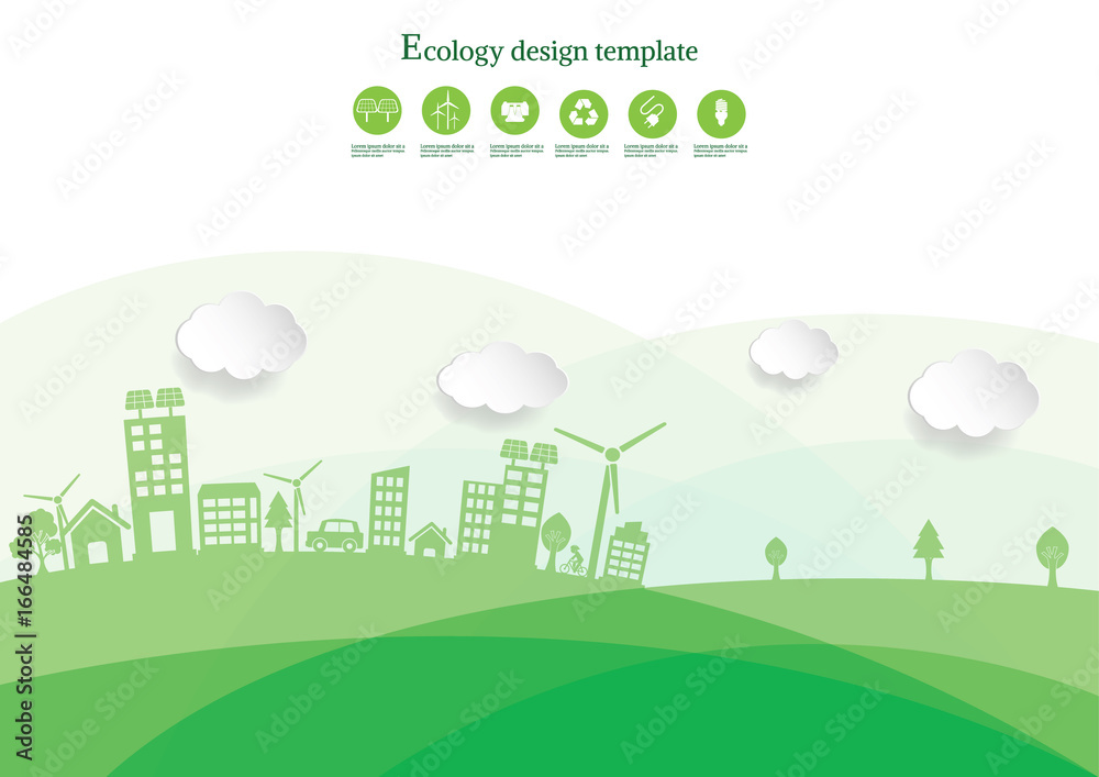 Naklejka premium Ecology connection concept background . Vector infographic illustration