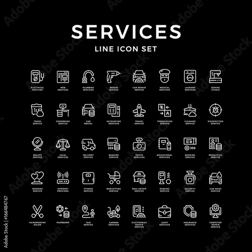 Set line icons of service