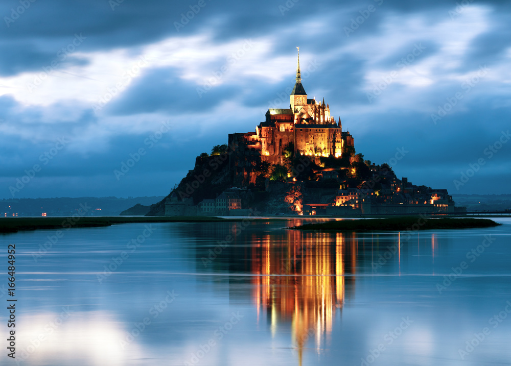 Evening look at the Saint Michael's Mount castle, France Evening look at the Saint Michael's Mount castle, France