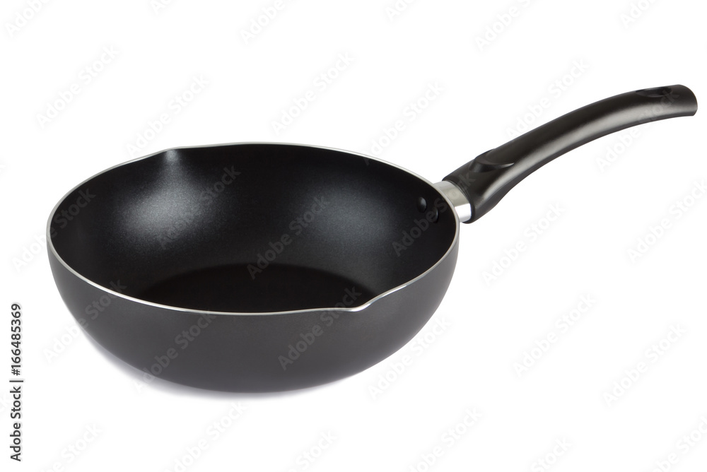 Flying pan with non-stick surface isolated Flying pan with non-stick surface isolated