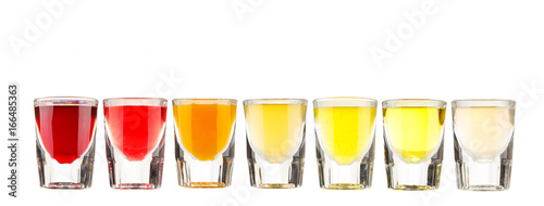 Various cocktails and alcohol on white background. photo