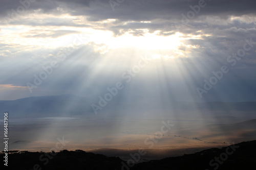 coucher de soleil au cratère Ngorongoro