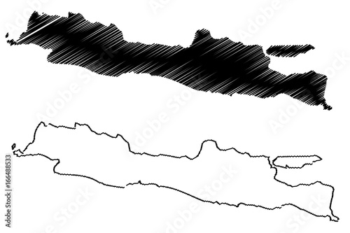 Java island map vector illustration, scribble sketch Java 