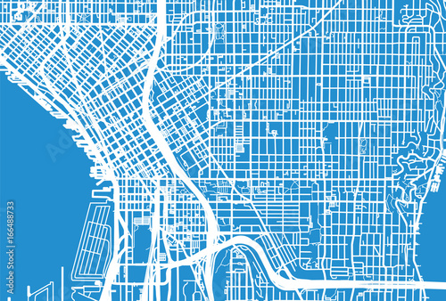 Urban city map of Seattle, Washington