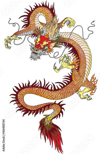 Chinese dragon tattoo isolated on white