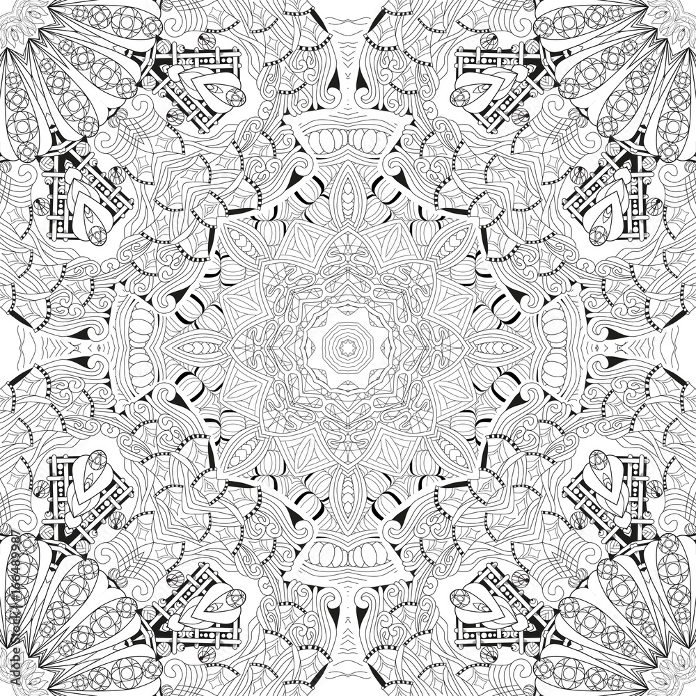 Obraz premium Hand drawn zentangle seamleaa pattern for coloring page.