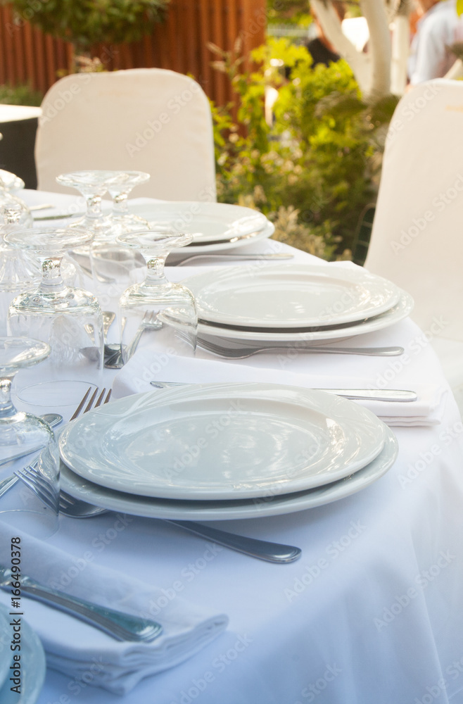 Silverware decoration on reception table