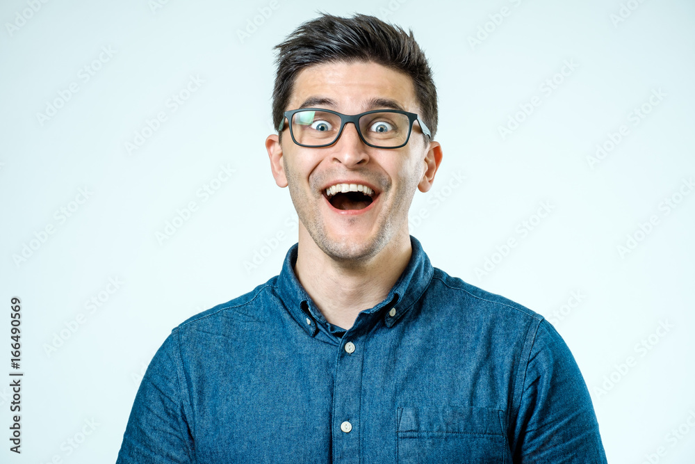 Fototapeta premium Man with shocked, amazed expression