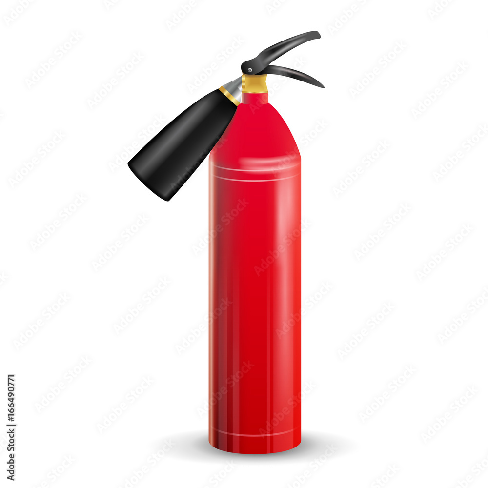 Obraz premium Red Fire Extinguisher Vector. Metal Red Fire Extinguisher Isolated Illustration