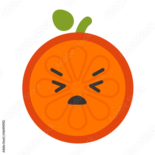 Crying emoji. Crying orange fruit emoji. Vector flat design emoticon icon isolated on white background.