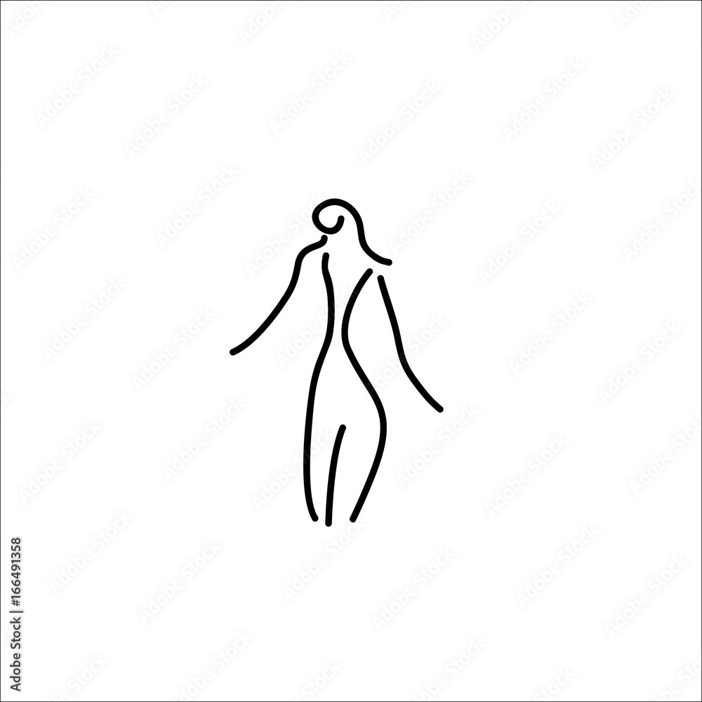 woman outline vector line illustration