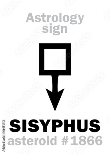 Astrology Alphabet: SISYPHUS, asteroid #1866. Hieroglyphics character sign (single symbol).