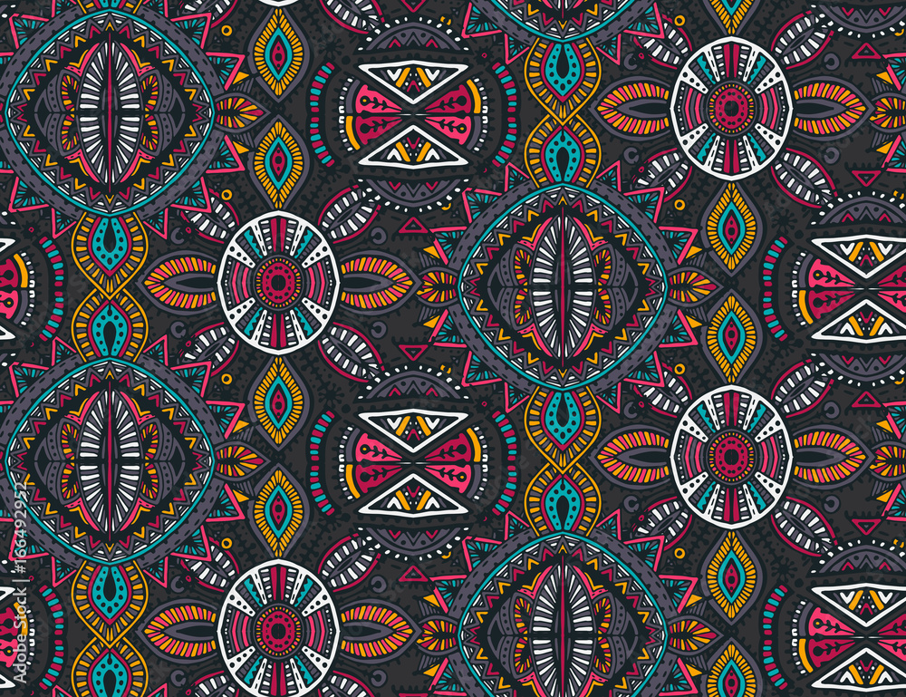 Vector hand drawn seamless pattern with tribal abstract elements Vector hand drawn seamless pattern with tribal abstract elements