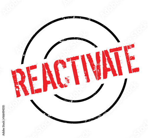 Reactivate rubber stamp. Grunge design with dust scratches. Effects can be easily removed for a clean, crisp look. Color is easily changed.