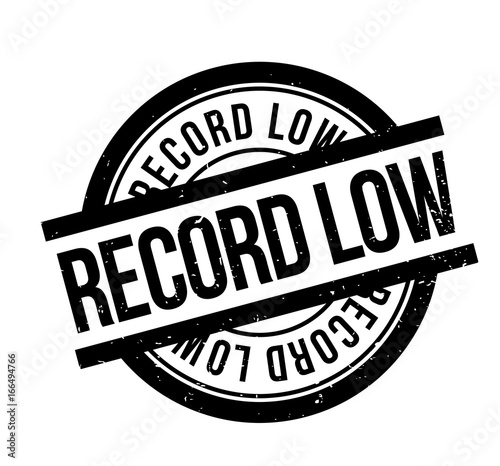 Record Low rubber stamp. Grunge design with dust scratches. Effects can be easily removed for a clean, crisp look. Color is easily changed.