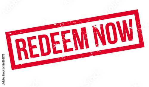 Redeem Now rubber stamp. Grunge design with dust scratches. Effects can be easily removed for a clean, crisp look. Color is easily changed.