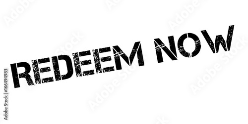Redeem Now rubber stamp. Grunge design with dust scratches. Effects can be easily removed for a clean, crisp look. Color is easily changed.