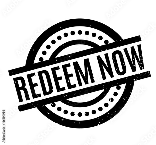 Redeem Now rubber stamp. Grunge design with dust scratches. Effects can be easily removed for a clean, crisp look. Color is easily changed.