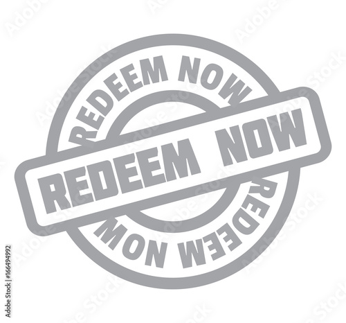 Redeem Now rubber stamp. Grunge design with dust scratches. Effects can be easily removed for a clean, crisp look. Color is easily changed.