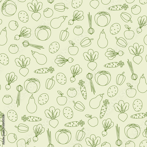 Seamless vegetables pattern. Simple and neat vector, good for food blog background or textile.