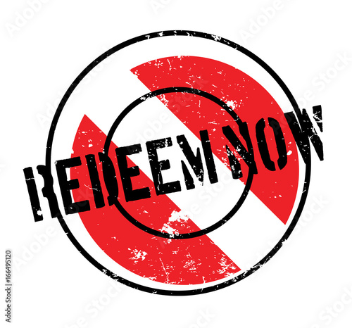 Redeem Now rubber stamp. Grunge design with dust scratches. Effects can be easily removed for a clean, crisp look. Color is easily changed.