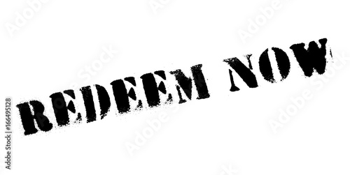 Redeem Now rubber stamp. Grunge design with dust scratches. Effects can be easily removed for a clean, crisp look. Color is easily changed.