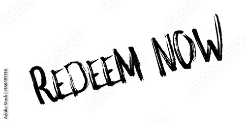 Redeem Now rubber stamp. Grunge design with dust scratches. Effects can be easily removed for a clean, crisp look. Color is easily changed.