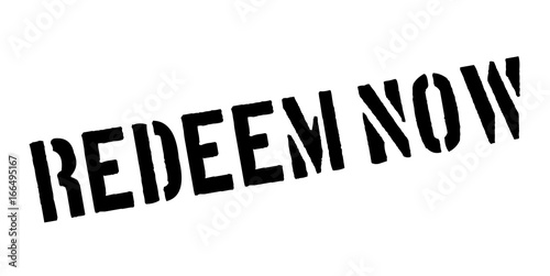 Redeem Now rubber stamp. Grunge design with dust scratches. Effects can be easily removed for a clean, crisp look. Color is easily changed.