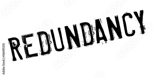 Redundancy rubber stamp. Grunge design with dust scratches. Effects can be easily removed for a clean, crisp look. Color is easily changed.