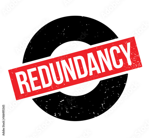 Redundancy rubber stamp. Grunge design with dust scratches. Effects can be easily removed for a clean, crisp look. Color is easily changed.
