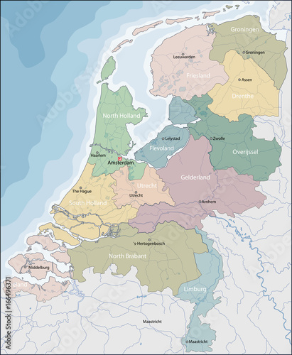 Canvas Print Map of Netherlands