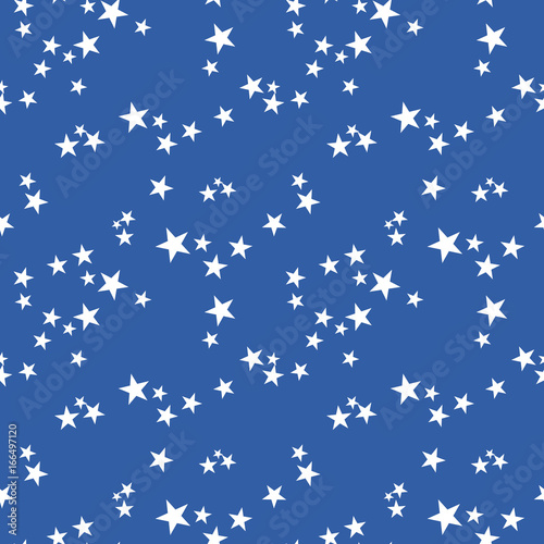 Seamless vector abstract pattern with white stars on light blue background. Useful for dress, manufacturing, wallpapers, prints, gift wrap and scrapbook. 