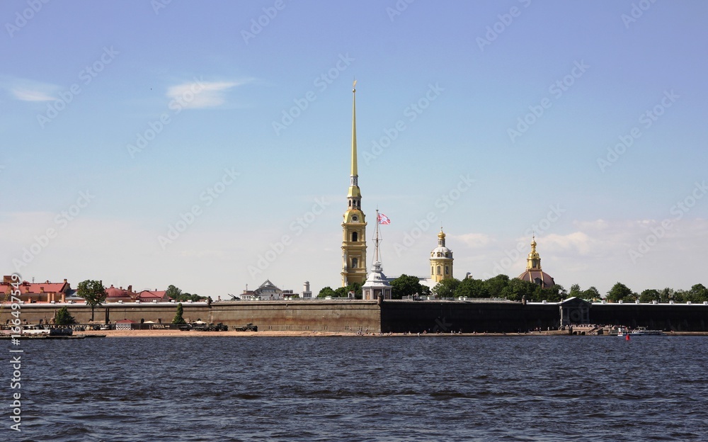 View of the Peter and Paul fortress and the Neva river. Saint Petersburg