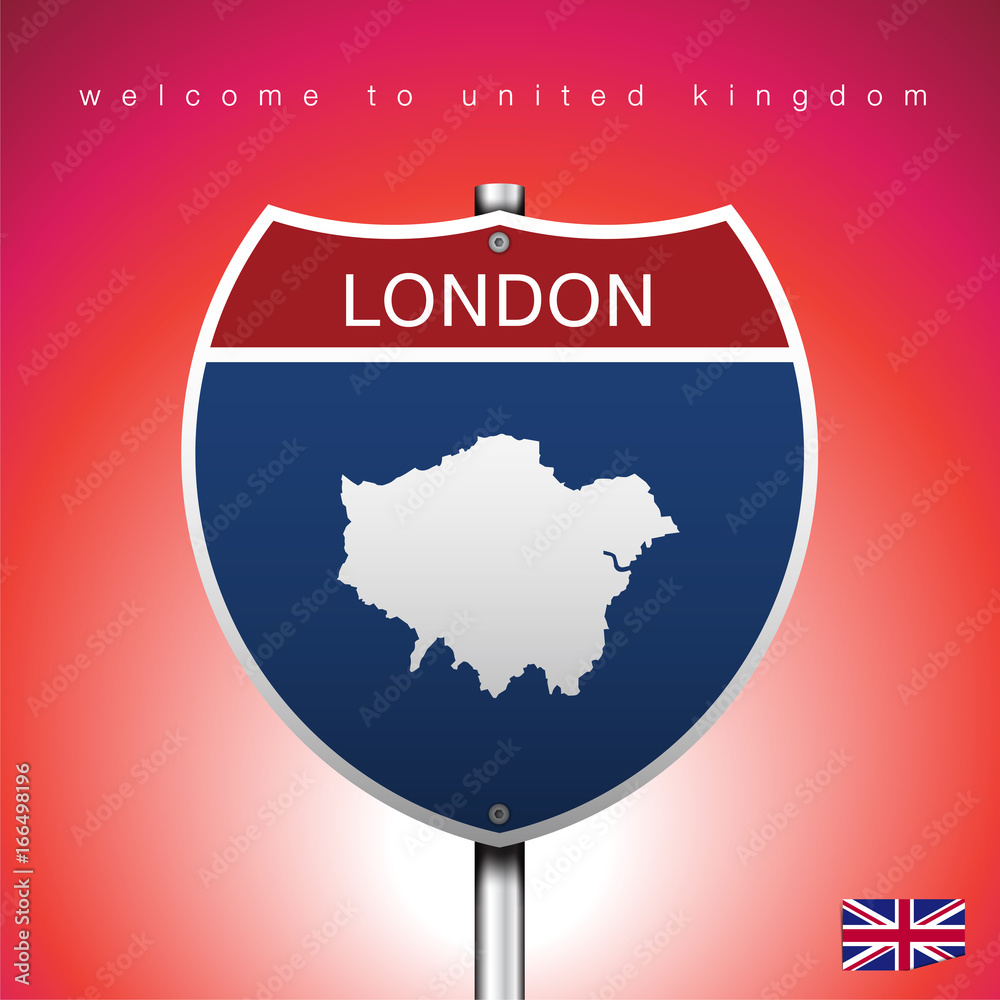 The City label and map of United Kingdom In American Signs Style The City label and map of United Kingdom In American Signs Style