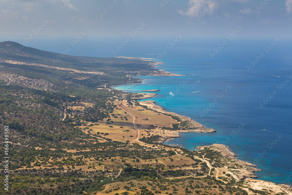 Fototapeta premium View of the coast of the peninsula of Akamos with the Blue Lagoon, Cyprus