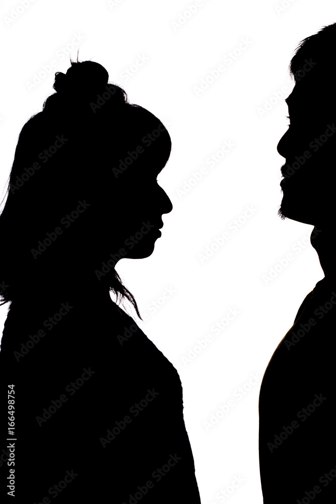 silhouette man and women 