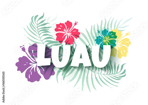 Hawaiian Luau Colorful background. Party Sign. Vector illustration photo