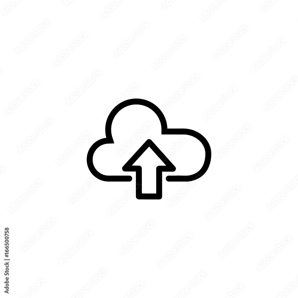 thin line add to cloud icon on white background thin line add to cloud icon on white background