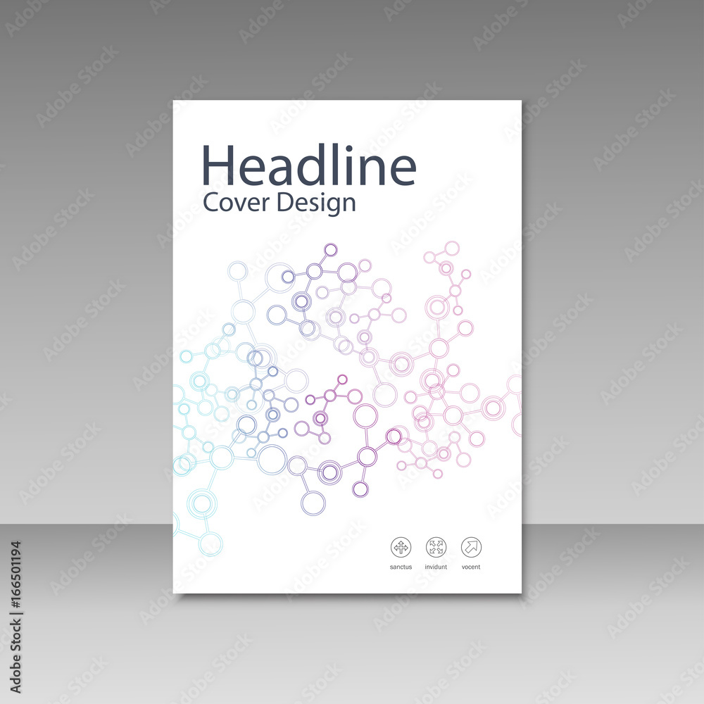 Fototapeta premium Cover brochure template with connect molecule background