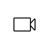 thin line video production camera icon on white background
