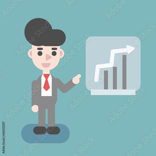 Businessman and stock market graph. Business concept cartoon illustration.