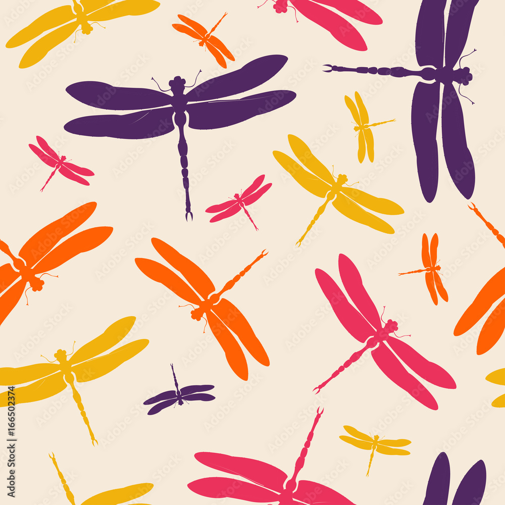 Dragonfly silhouette pattern colorful nature background Dragonfly silhouette pattern colorful nature background