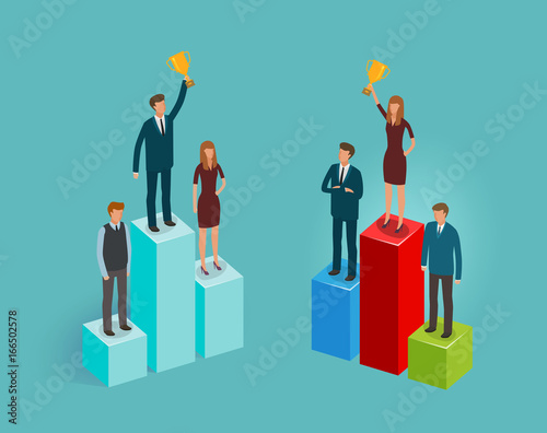 Business concept. Infographics, businesspeople, advance vector illustration