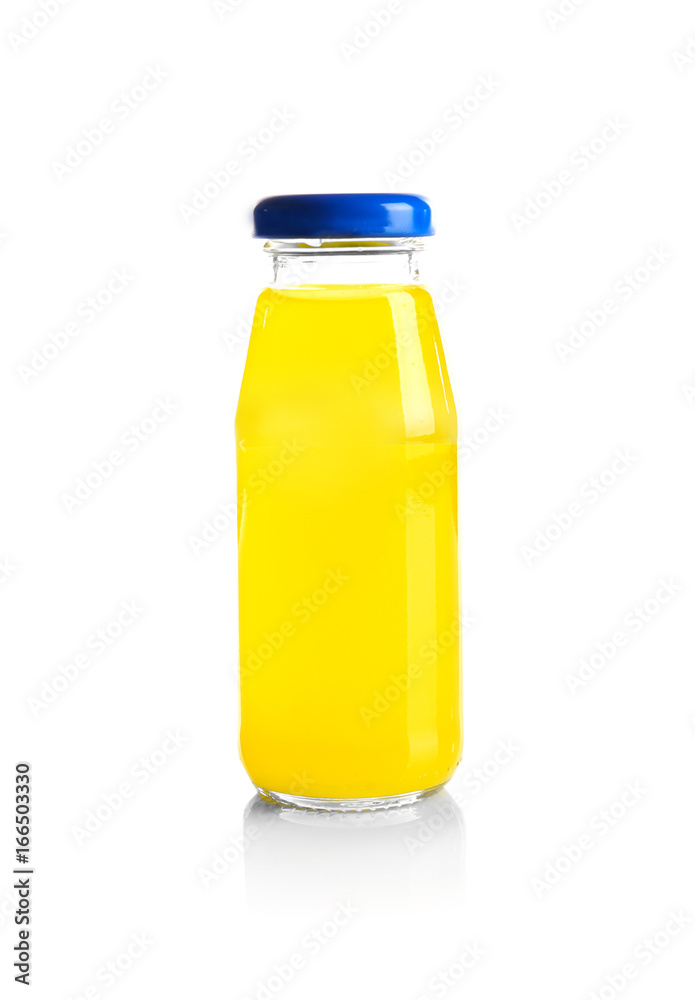 Delicious juice in bottle on white background Delicious juice in bottle on white background