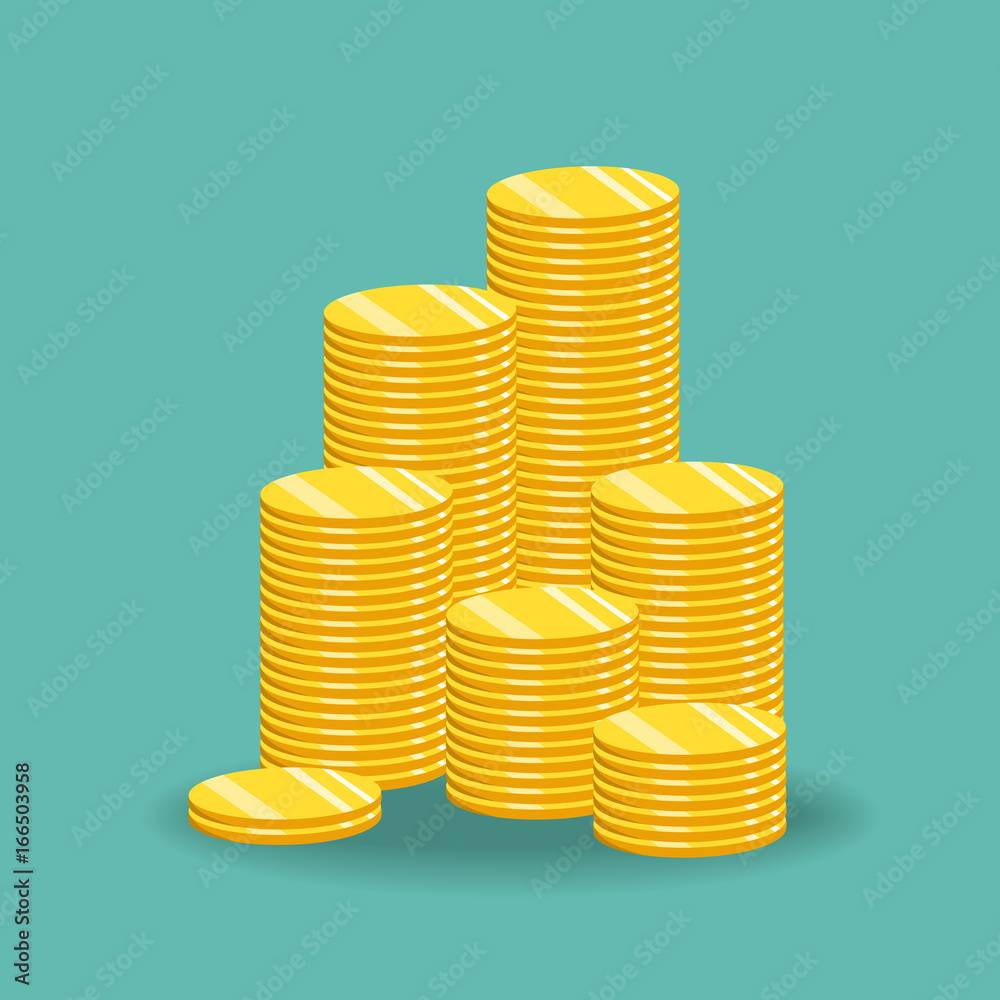 The concept of income or profit. Vector illustration. Stack of gold coins. The concept of income or profit. Vector illustration. Stack of gold coins.
